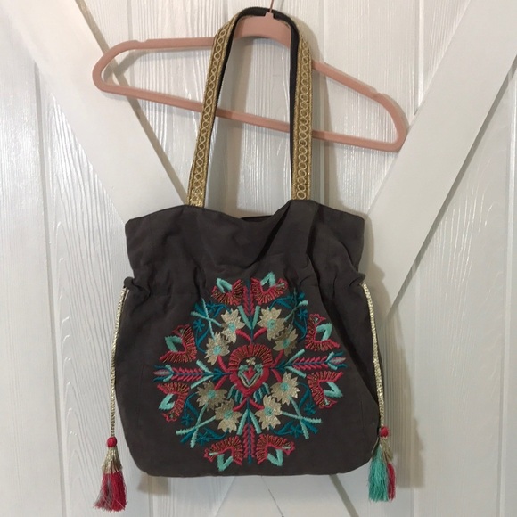Boho Drawstring Hobo Bag - Picture 1 of 16
